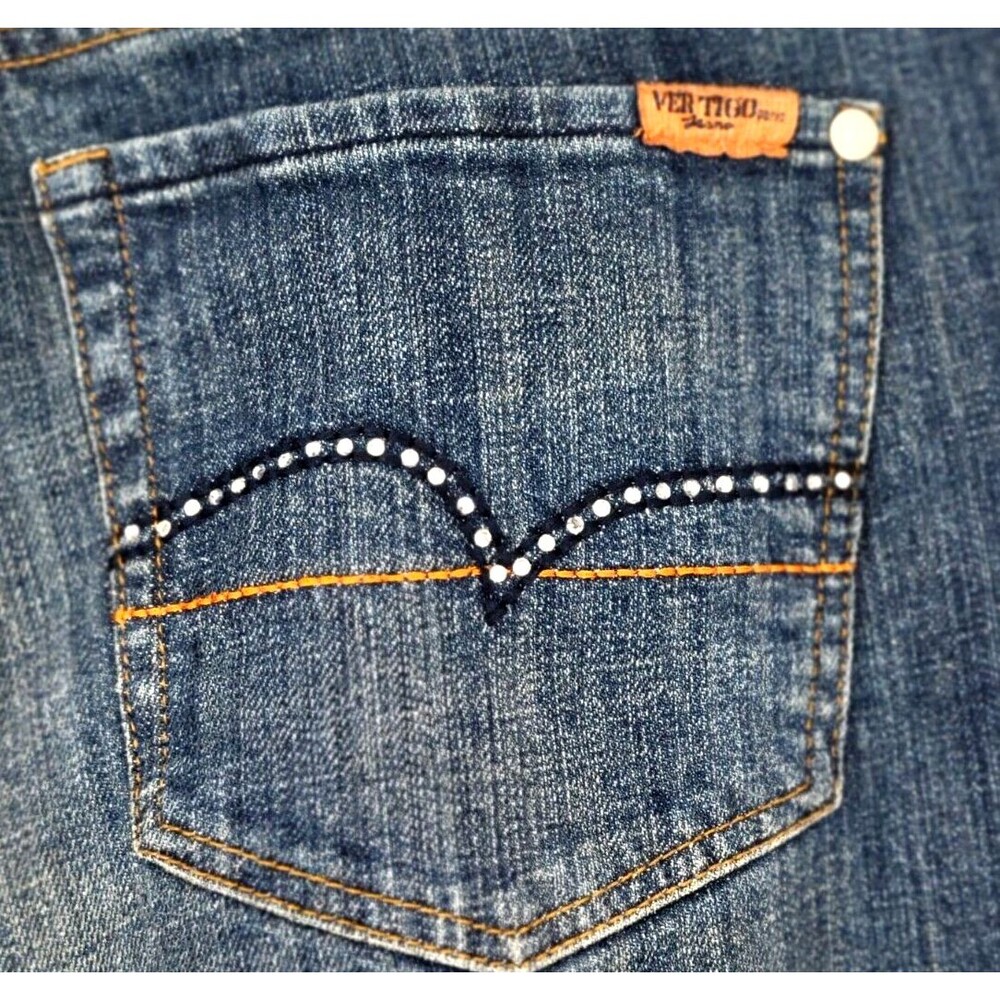 Vertigo‎ Womens Jeans Size 14 Straight Leg 36x33 Bling Rhinestones Vintage - Picture 4 of 8